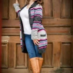 Long Alpaca Baby Cardigan "ZigZag"